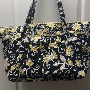 Vera Bradley Overnight Bag, Black/Yellow Bird